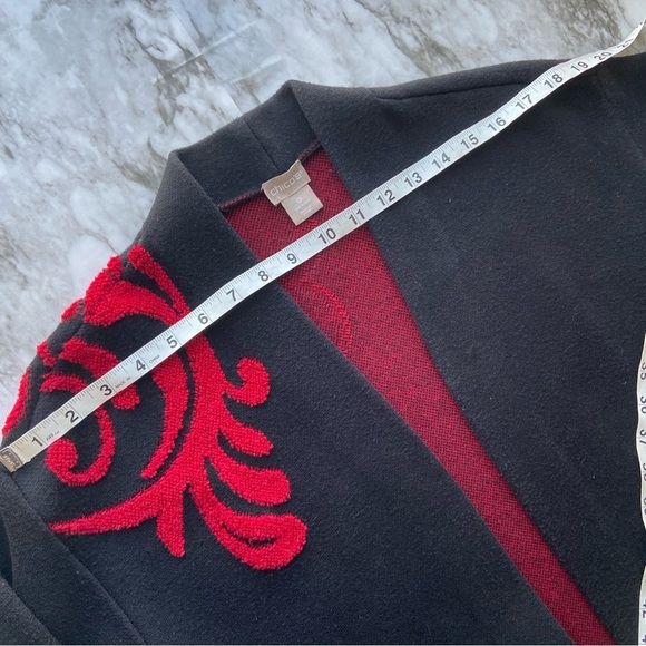 Chico’s Black and Red Long Embroidered Cardigan Size 0 - Picture 12 of 16